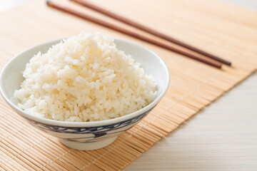 cooked white rice bowl