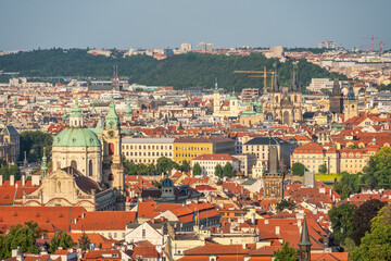 Fototapeta na wymiar Prague Czechia Czech Republic, high angle view city skyline at city center
