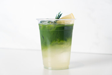 matcha green tea with lemon and tonic