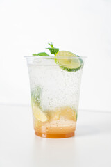virgin mojito with lime in glass