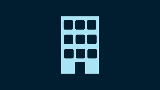 White House icon isolated on blue background. Home symbol. 4K Video motion graphic animation