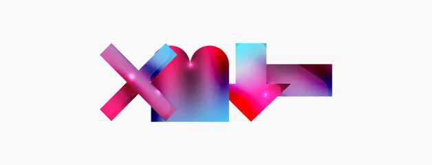 Fototapeta premium Minimal geometric abstract background. Primitive shapes composition backdrop. Trendy techno business template for wallpaper, banner, background or landing