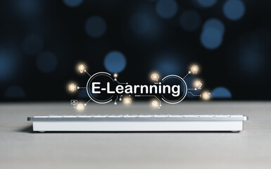 E-learning online in the digital age Knowledge education and Training Seminar Personal Development and Professional growth. Concepts of increasing knowledge and self-development