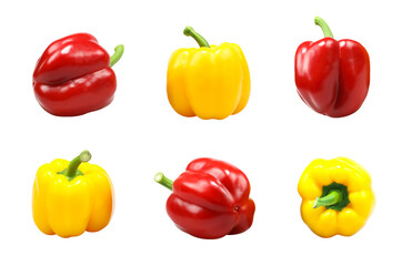 Yellow and red bell pepper isolated on transparent background png file