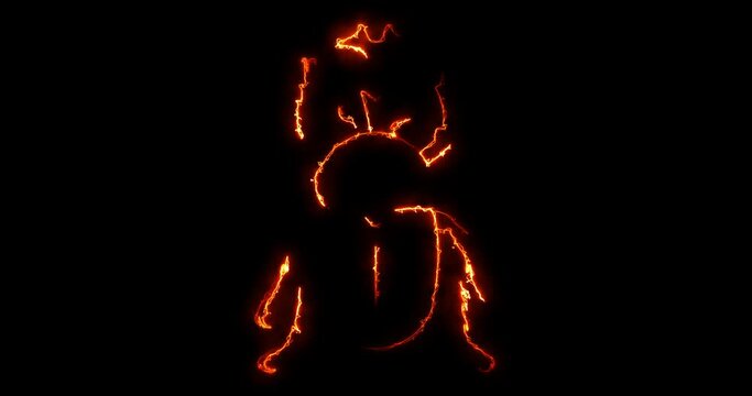 Red beetle Neon Burning effect animation 赤カブトムシ
