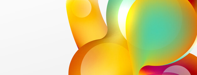 Fluid abstract background. Liquid color gradients composition. Round shapes and circle flowing design for wallpaper, banner, background or landing