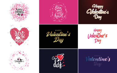 Hand-drawn black lettering Valentine's Day and pink hearts on white background vector illustration suitable for use in design of cards. banners. logos. flyers. labels. icons. badges. and stickers