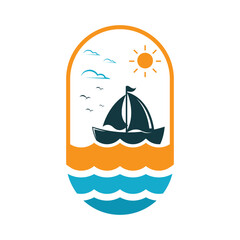 Boat logo template icon design