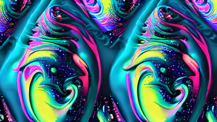 Abstract and fluid blend of large pastel colored paint blobs. Fluid motion of large shapes. generative ai