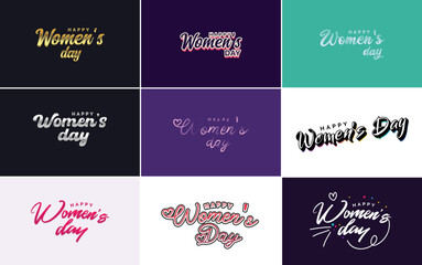 Set of International Women's Day cards with a logo