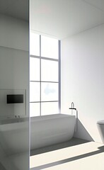 Naklejka na ściany i meble Relax and White bathroom in house