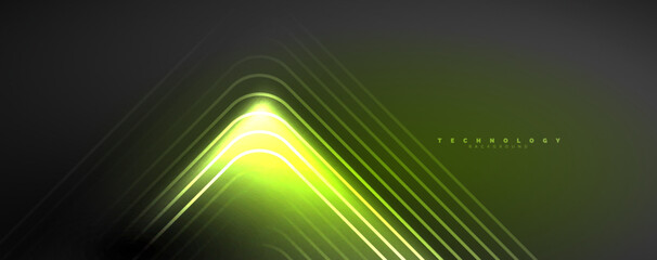 Fototapeta na wymiar Neon glowing lines and angles, magic energy space light concept. Vector illustration for wallpaper, banner, background, leaflet, catalog, cover, flyer