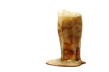 Cola in glass with ice isolated on transparent background png file