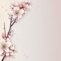 Fototapeta na wymiar Elegant White Space with a touch of Pink Cherry Blossom - Perfect for Text or Copywriting Placeholder