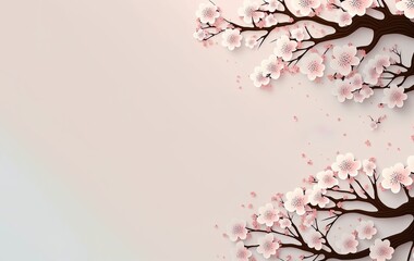 Fototapeta premium Elegant White Space with a touch of Pink Cherry Blossom - Perfect for Text or Copywriting Placeholder