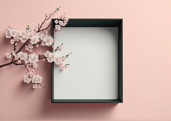 Elegant White Space with a touch of Pink Cherry Blossom - Perfect for Text or Copywriting Placeholder