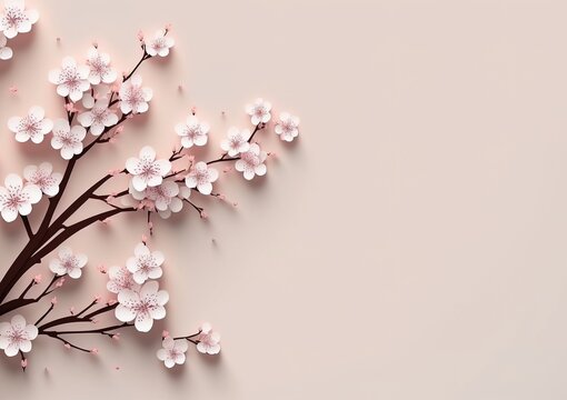 Elegant White Space with a touch of Pink Cherry Blossom - Perfect for Text or Copywriting Placeholder