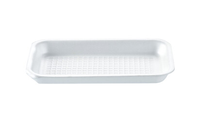Empty rectangle shape styrofoam food tray isolated on white background.