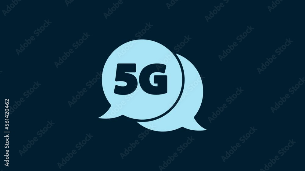 Poster white 5g new wireless internet wifi connection icon isolated on blue background. global network high