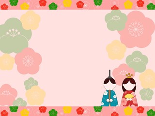 ひな祭り背景素材　雛人形イラスト