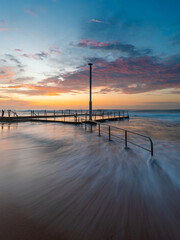 Beautiful sunrise view of Mona Vale rock pool, Sydney, Australia.