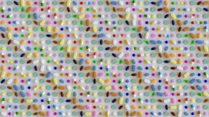 3D Different Random Pills Background