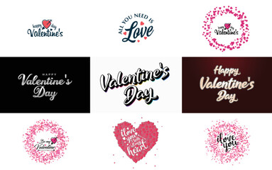 Happy Valentine's Day typography poster with handwritten calligraphy text. isolated on white background vector illustration