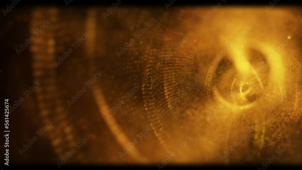 Poster futuristic abstract de-focus luxurious gold particles flowing in cyber space environment background