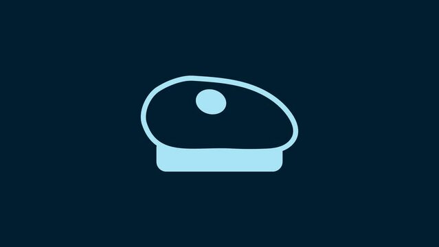 White French beret icon isolated on blue background. 4K Video motion graphic animation