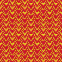 seamless wave chinese pattern for new year background in red and golden color vector illustrations EPS10