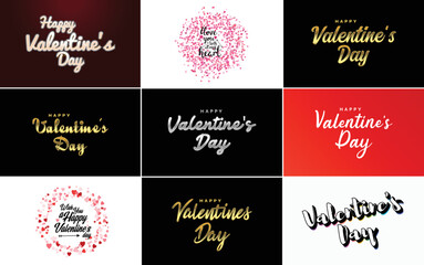 Happy Valentine's Day typography design with a heart-shaped balloon and a gradient color scheme