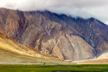 The landscape around Pangong Lake in Ladakh, India
