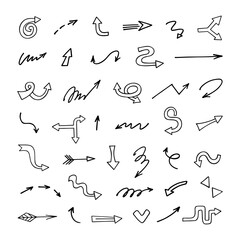 Vector set of hand drawn arrows, elements for presentation