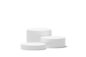 White podium product stage display empty scene product presentation round stand mockup abstract background concept 3d rendering