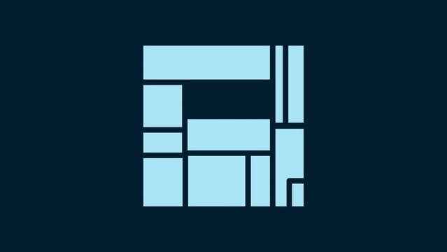 White House Edificio Mirador icon isolated on blue background. Mirador social housing by MVRDV architects in Madrid, Spain. 4K Video motion graphic animation