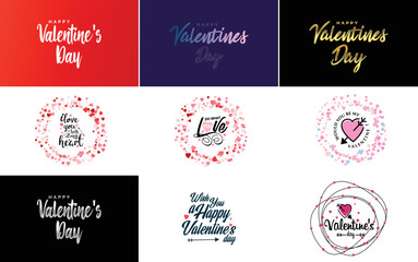 Happy Valentine's Day typography poster with handwritten calligraphy text. isolated on white background vector illustration