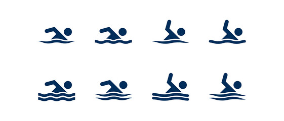 Swimming icon. Man swim in the sea. swimming icon in flat style - stock vector. - obrazy, fototapety, plakaty