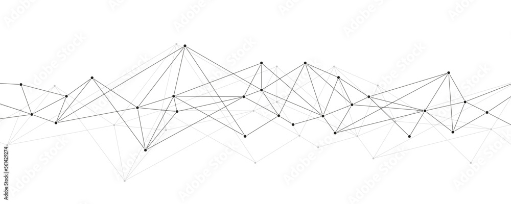 Poster Polygonal network connect lines and dots background template. Technology server global system graphic vector.	
