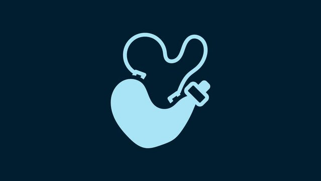 White Spanish wineskin icon isolated on blue background. 4K Video motion graphic animation
