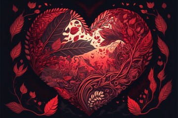 Abstract Heart Background, Valentine's Day, Digital Illustration