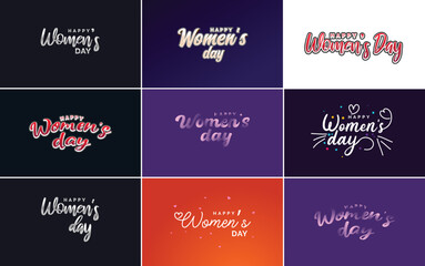 Fototapeta na wymiar Pink Happy Women's Day typographical design elements international women's day icon and symbol suitable for use in minimalistic designs for international women's day concepts; vector illustration