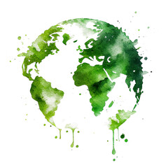 Green earth watercolor art hand drawing - obrazy, fototapety, plakaty