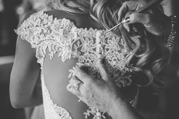 Back of bridal gown details