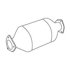 Car and truck dpf muffler,emission filter, vector line on white background
