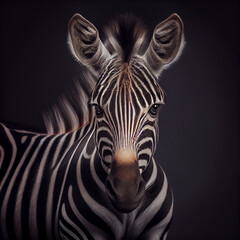 Close up portrait of a zebra