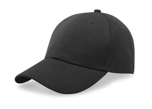 black baseball cap isolated on white background.