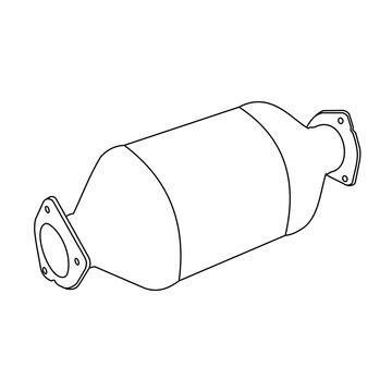Car and truck dpf muffler,emission filter, vector line on white background
