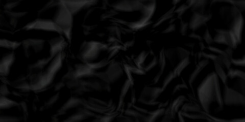 Fototapeta premium Dark Black facbric paper backdrop crumpled texture. dark black textured crumpled black paper background. panorama black paper texture background, crumpled pattern.