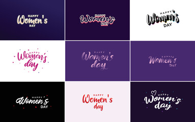 Set of Happy International Woman's Day signs. emblems. and vector design elements. including signs. labels. and badges collection suitable for use in a variety of designs