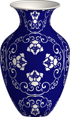 Navy blue China porcelain vase spiral cross chain flower